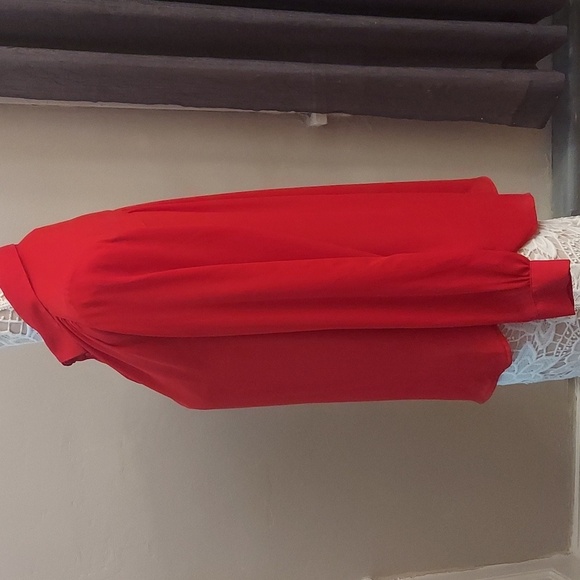 H&M Womens Red Button Down Long Sleeve Dress Blouse - Picture 6 of 11